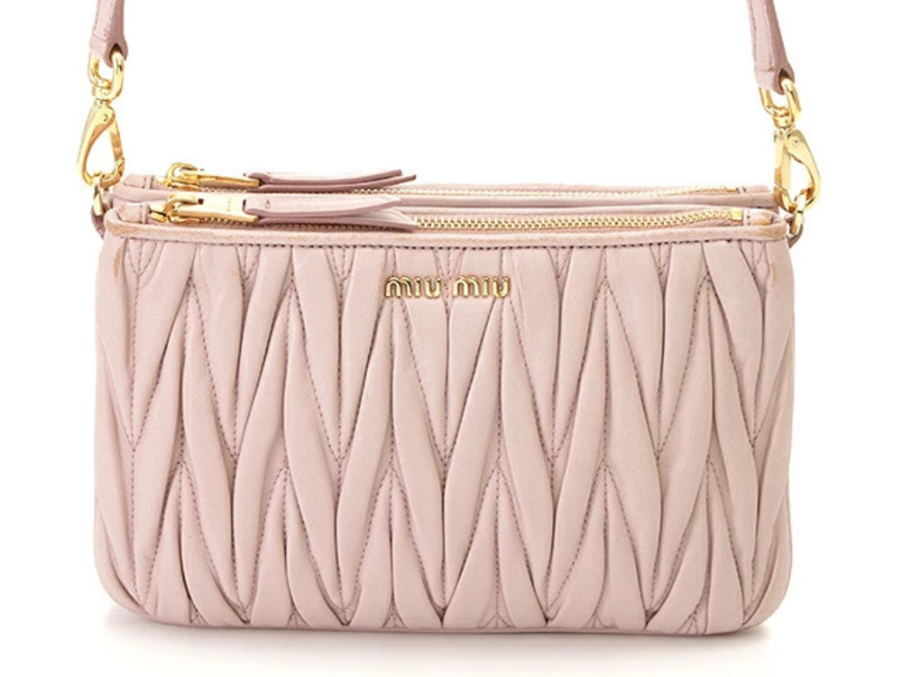 Miu Miu Matelasse Shoulder Pouch Clutch Pink Calfskin